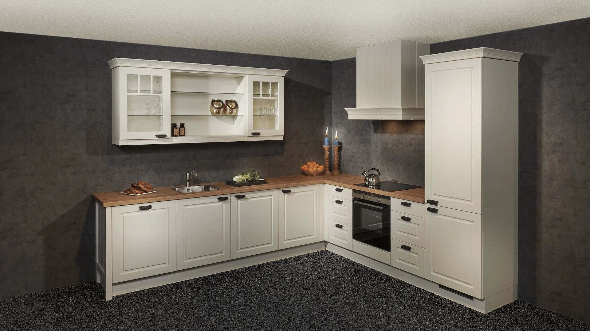 Landelijke magnolia hoekkeuken