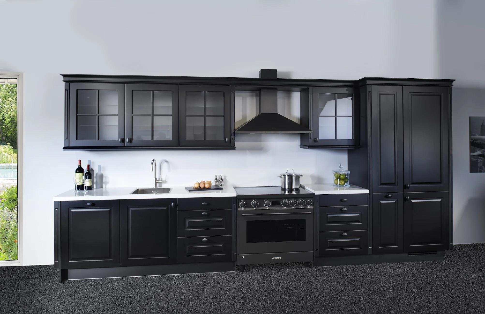Landelijke rechte keuken zwart